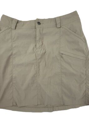 Duluth Trading Skort Women's 14 Beige Nylon Dry On The Fly #46712 Skirt w Shorts